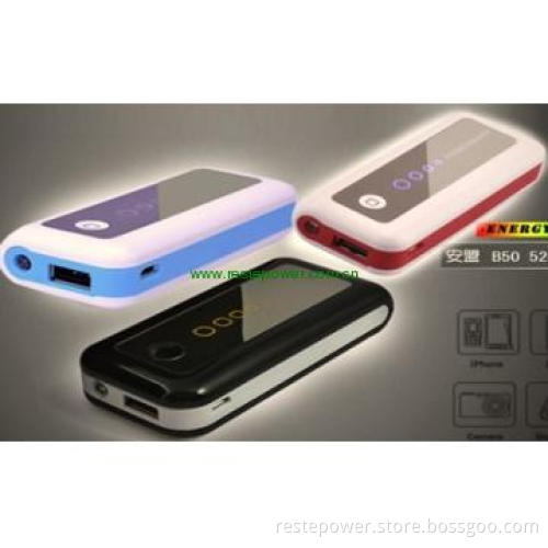 high quality with led light 5200mAh for iphone power bank with LED tor
